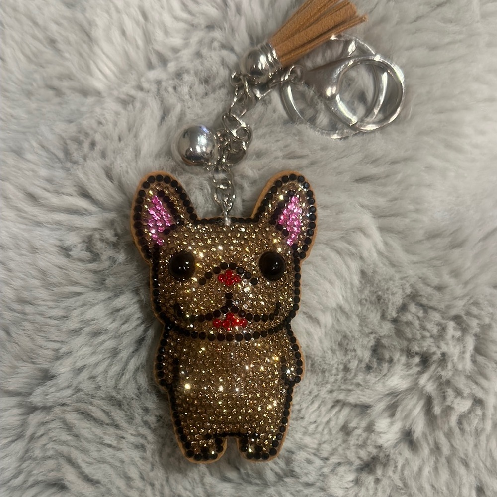 Rhinestone French Bulldog Keychain